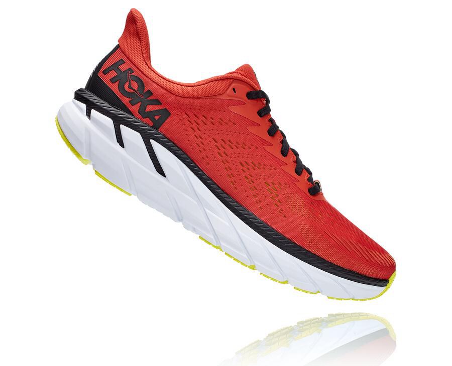 Hoka One One Mens Running Shoes - Clifton 7 - Red - BDXZ29806